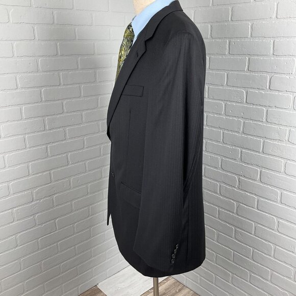 Hart Schaffner Marx Blazer Men 44L Black‎ Gold Trumpeter Wool Classic Career VTG - Picture 3 of 16